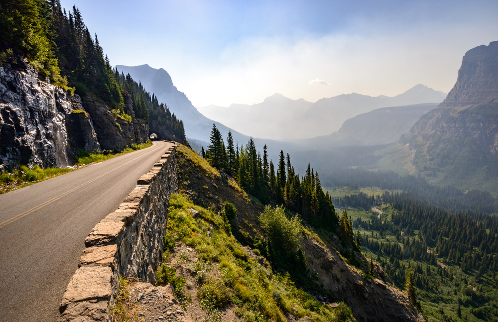 Road And Tunnel With Valley View Glacier National Park