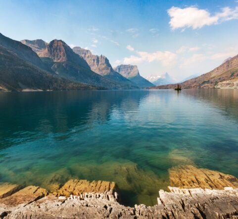 St Mary's Lake in Glacier National Park. If you're lucky enough to be at West Glacier Bear Cabin during a Northern Lights show, you'll never forget seeing them dance over Lake McDonald. Stay at our cabin inside Glacier National Park and be close to the trails, lakes and wildlife. Great dates still available and guests enjoy unlimited use of 3 on-site kayaks to use on Lake McDonald, 2 stand-up paddleboards and 4 e-bikes.